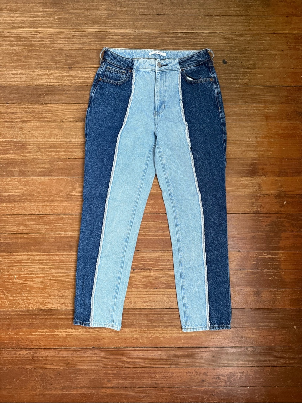 PacSun Two-Tone Light & Dark Blue High-Waist Women’s Mom Jean Denim Size 27